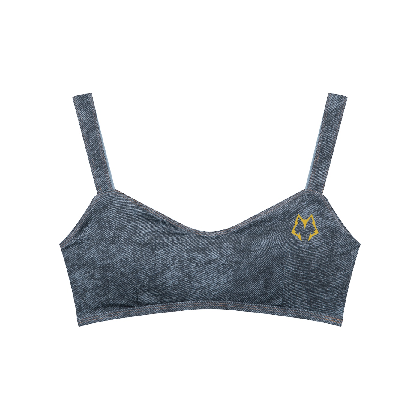 Women's Lone Wolf Faux Denim Sports Bra - Image 3